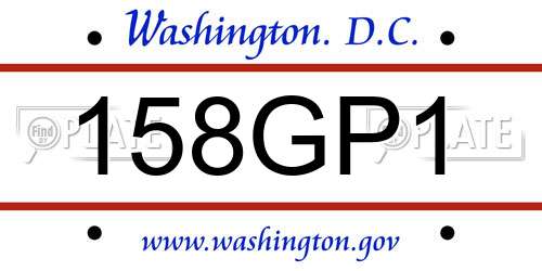158GP1 District Of Columbia License Plate