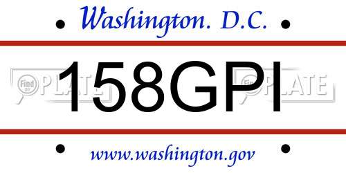 158GPI District Of Columbia License Plate