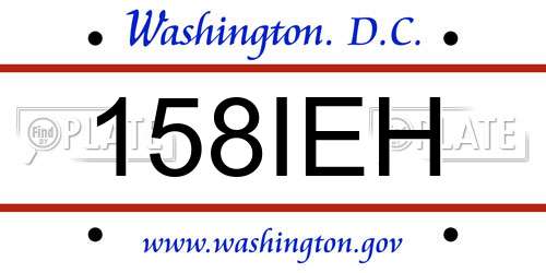 158IEH District Of Columbia License Plate