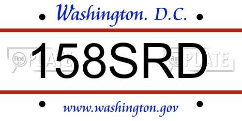 158SRD District Of Columbia License Plate