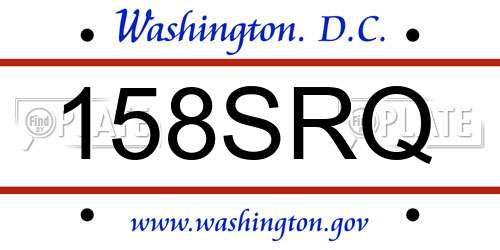 158SRQ District Of Columbia License Plate