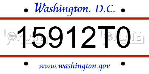 15912T0 District Of Columbia License Plate