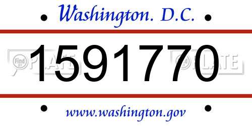 1591770 District Of Columbia License Plate