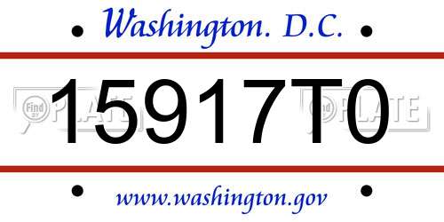 15917T0 District Of Columbia License Plate