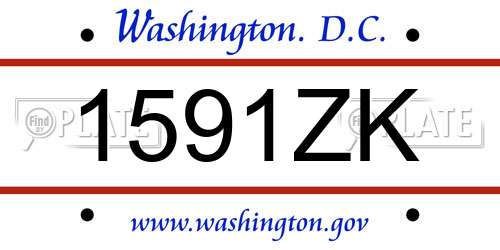 1591ZK District Of Columbia License Plate