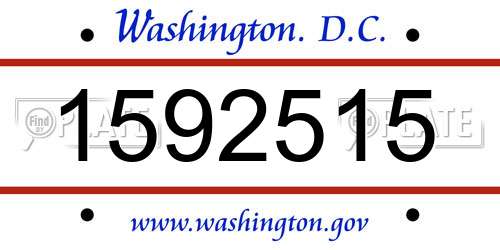 1592515 District Of Columbia License Plate