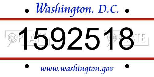 1592518 District Of Columbia License Plate