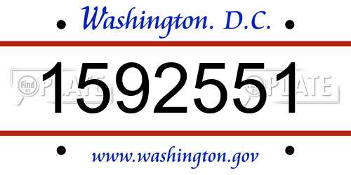 1592551 District Of Columbia License Plate