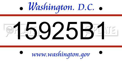 15925B1 District Of Columbia License Plate