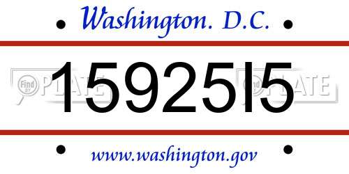15925I5 District Of Columbia License Plate