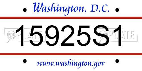 15925S1 District Of Columbia License Plate