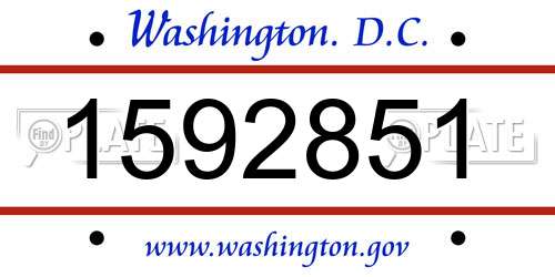 1592851 District Of Columbia License Plate