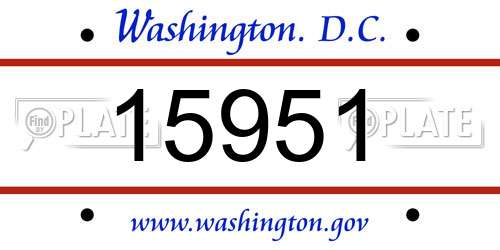 15951 District Of Columbia License Plate