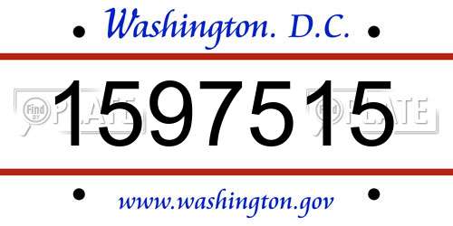 1597515 District Of Columbia License Plate