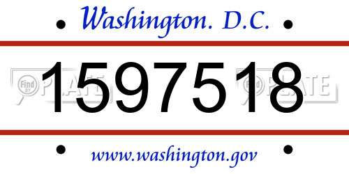 1597518 District Of Columbia License Plate