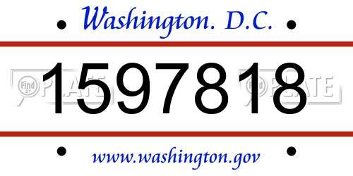 1597818 District Of Columbia License Plate