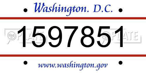 1597851 District Of Columbia License Plate