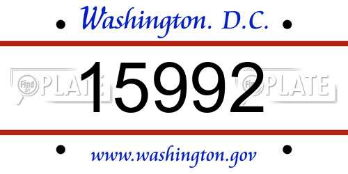 15992 District Of Columbia License Plate