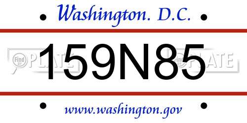 159N85 District Of Columbia License Plate