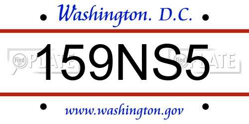 159NS5 District Of Columbia License Plate