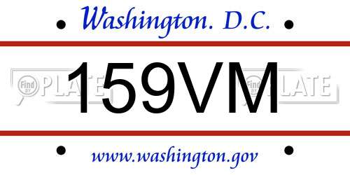 159VM District Of Columbia License Plate