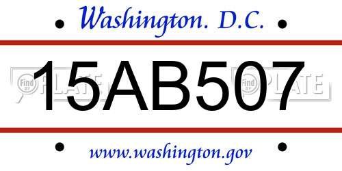 15AB507 District Of Columbia License Plate