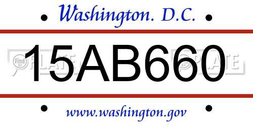 15AB660 District Of Columbia License Plate