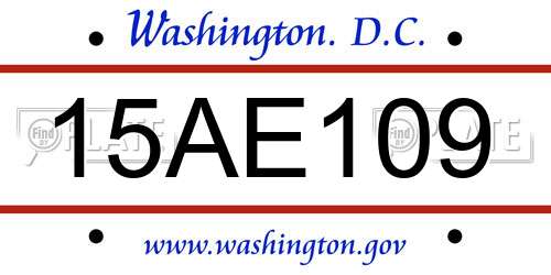 15AE109 District Of Columbia License Plate