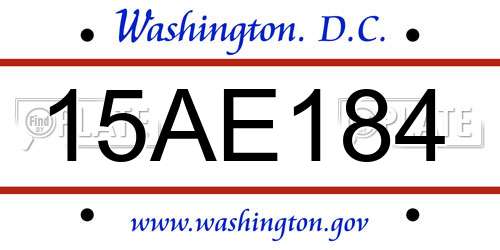15AE184 District Of Columbia License Plate