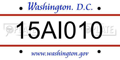 15AI010 District Of Columbia License Plate