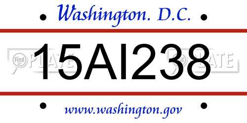 15AI238 District Of Columbia License Plate