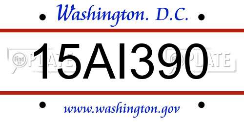 15AI390 District Of Columbia License Plate