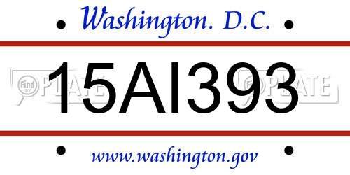 15AI393 District Of Columbia License Plate