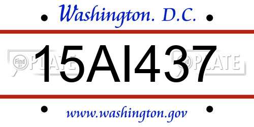 15AI437 District Of Columbia License Plate