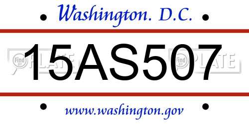 15AS507 District Of Columbia License Plate
