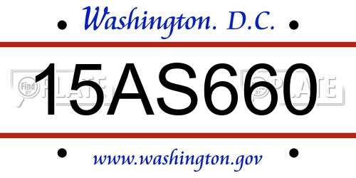 15AS660 District Of Columbia License Plate