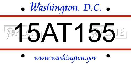 15AT155 District Of Columbia License Plate