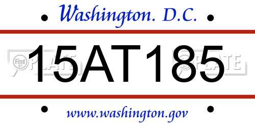 15AT185 District Of Columbia License Plate