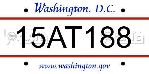 15AT188 District Of Columbia License Plate