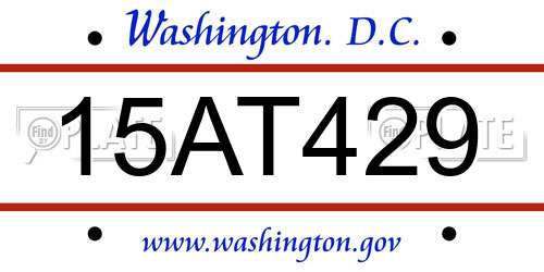 15AT429 District Of Columbia License Plate