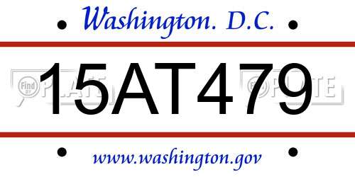 15AT479 District Of Columbia License Plate