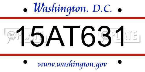15AT631 District Of Columbia License Plate
