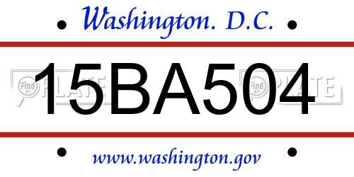 15BA504 District Of Columbia License Plate
