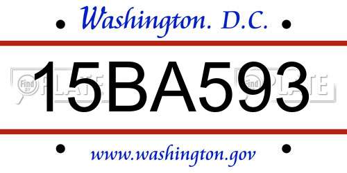 15BA593 District Of Columbia License Plate