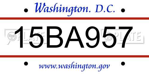 15BA957 District Of Columbia License Plate