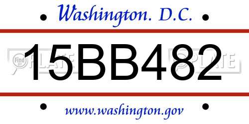 15BB482 District Of Columbia License Plate