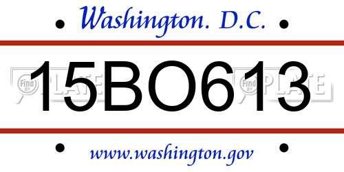 15BO613 District Of Columbia License Plate
