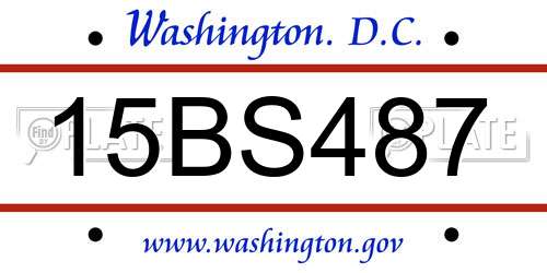 15BS487 District Of Columbia License Plate