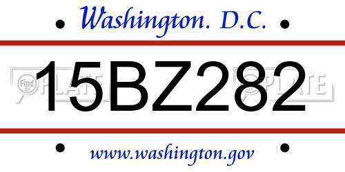 15BZ282 District Of Columbia License Plate