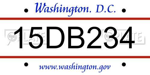 15DB234 District Of Columbia License Plate